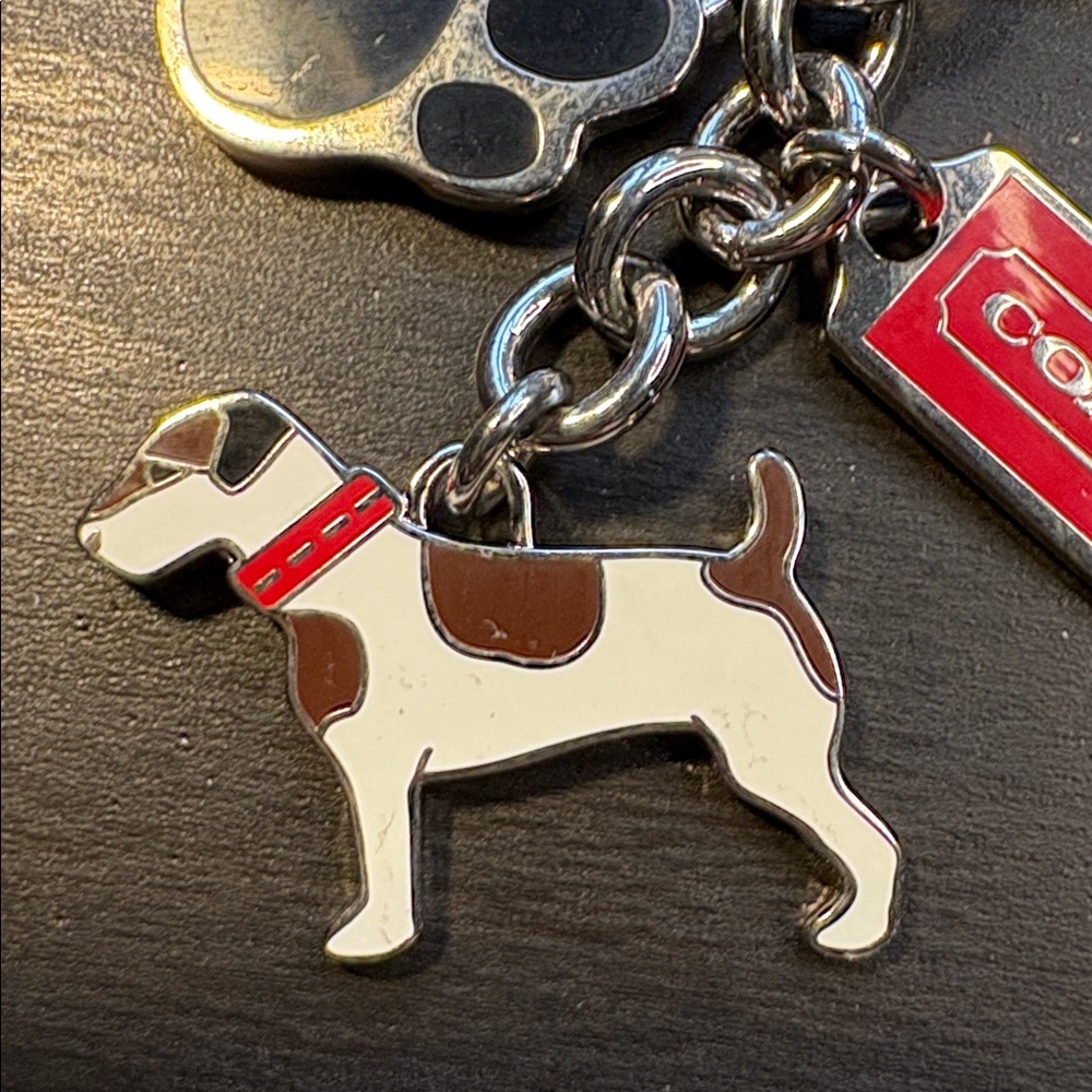 Coach Dog Charm Keychain - Black, Silver, and red - Picture 2 of 5